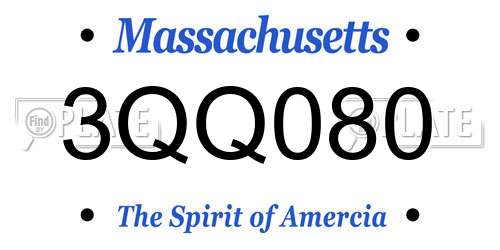 3QQ080 Massachusetts License Plate