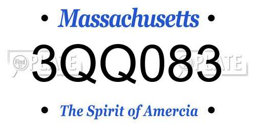 3QQ083 Massachusetts License Plate