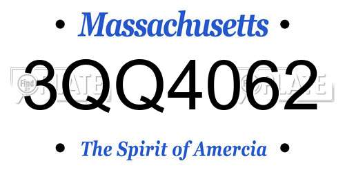 3QQ4062 Massachusetts License Plate