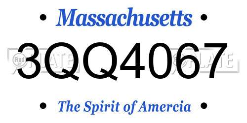 3QQ4067 Massachusetts License Plate