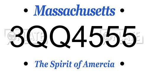3QQ4555 Massachusetts License Plate