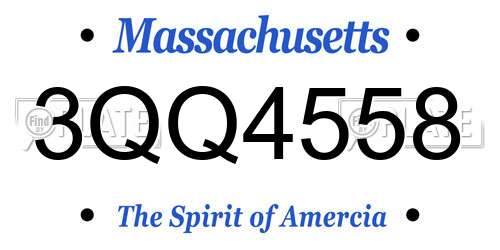 3QQ4558 Massachusetts License Plate
