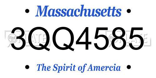 3QQ4585 Massachusetts License Plate