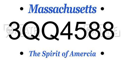 3QQ4588 Massachusetts License Plate