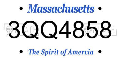 3QQ4858 Massachusetts License Plate