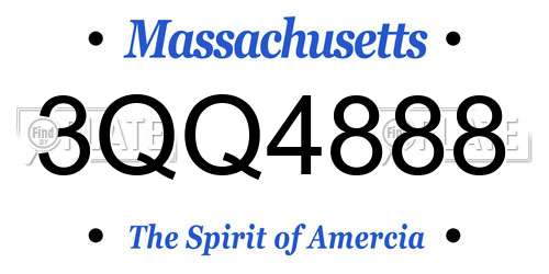 3QQ4888 Massachusetts License Plate