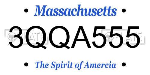 3QQA555 Massachusetts License Plate