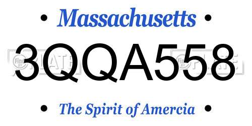 3QQA558 Massachusetts License Plate