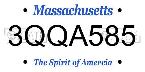3QQA585 Massachusetts License Plate