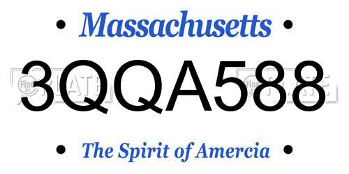 3QQA588 Massachusetts License Plate