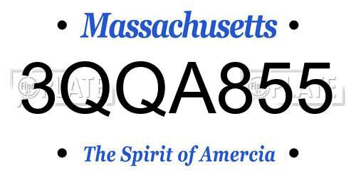 3QQA855 Massachusetts License Plate
