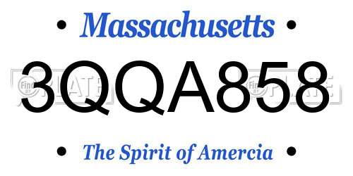 3QQA858 Massachusetts License Plate