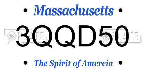 3QQD50 Massachusetts License Plate