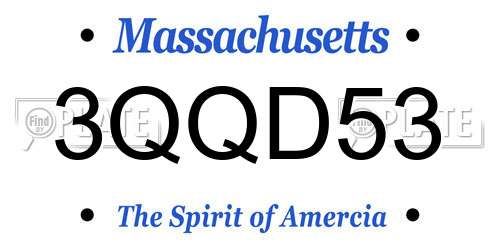 3QQD53 Massachusetts License Plate