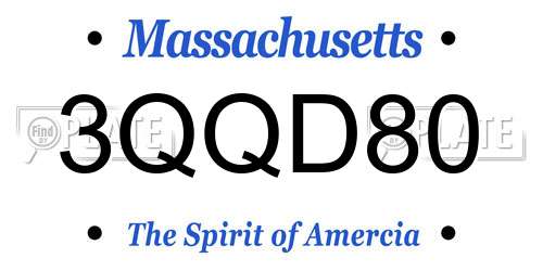 3QQD80 Massachusetts License Plate
