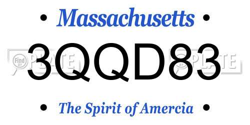 3QQD83 Massachusetts License Plate