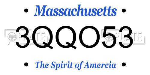 3QQO53 Massachusetts License Plate