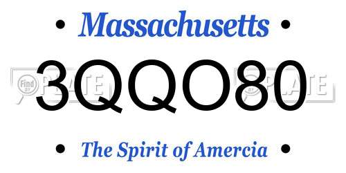 3QQO80 Massachusetts License Plate