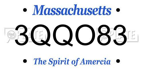 3QQO83 Massachusetts License Plate
