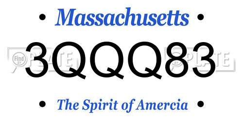 3QQQ83 Massachusetts License Plate