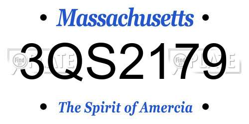 3QS2179 Massachusetts License Plate