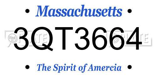 3QT3664 Massachusetts License Plate