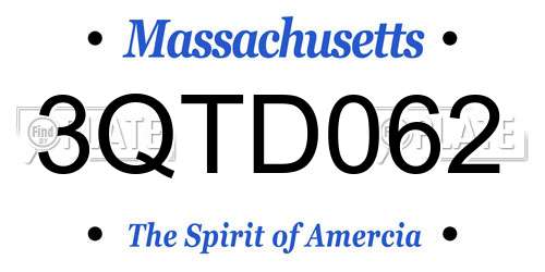 3QTD062 Massachusetts License Plate