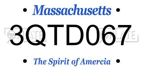 3QTD067 Massachusetts License Plate