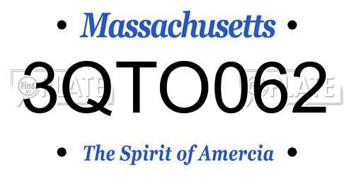3QTO062 Massachusetts License Plate