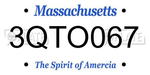 3QTO067 Massachusetts License Plate