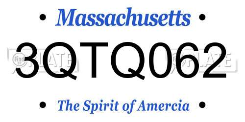 3QTQ062 Massachusetts License Plate