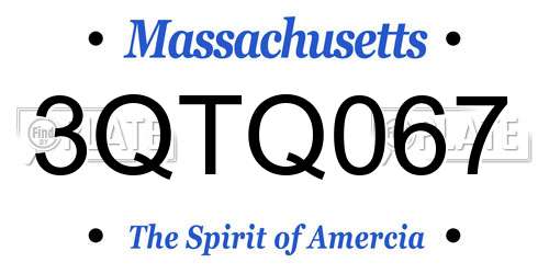 3QTQ067 Massachusetts License Plate