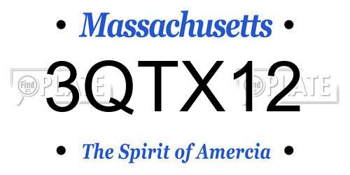 3QTX12 Massachusetts License Plate