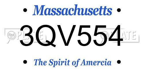 3QV554 Massachusetts License Plate