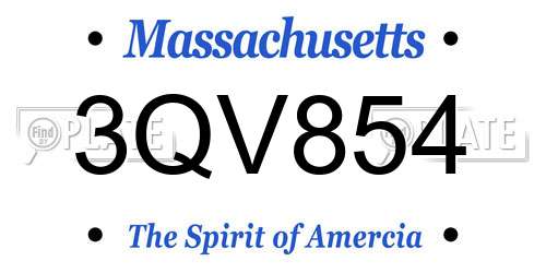 3QV854 Massachusetts License Plate