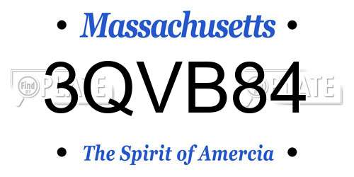3QVB84 Massachusetts License Plate