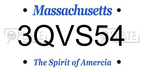 3QVS54 Massachusetts License Plate