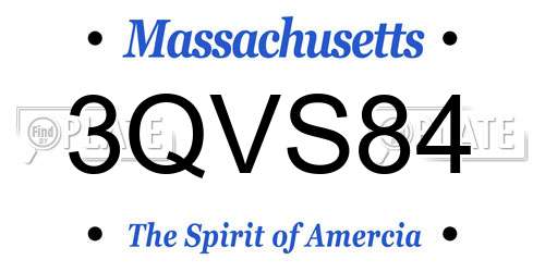 3QVS84 Massachusetts License Plate