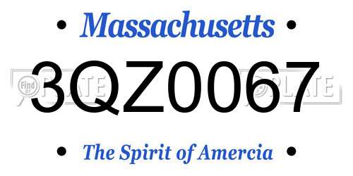 3QZ0067 Massachusetts License Plate