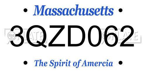 3QZD062 Massachusetts License Plate