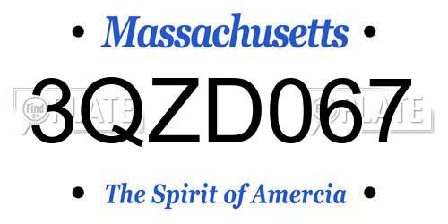 3QZD067 Massachusetts License Plate