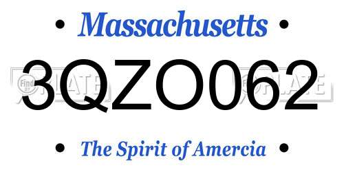 3QZO062 Massachusetts License Plate