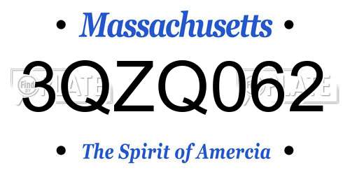 3QZQ062 Massachusetts License Plate