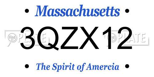 3QZX12 Massachusetts License Plate