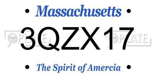 3QZX17 Massachusetts License Plate