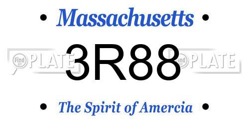 3R88 Massachusetts License Plate