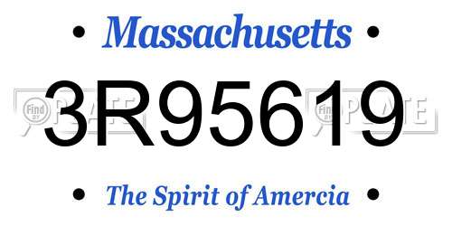 3R95619 Massachusetts License Plate