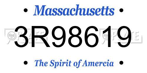 3R98619 Massachusetts License Plate