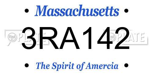 3RA142 Massachusetts License Plate