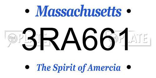 3RA661 Massachusetts License Plate